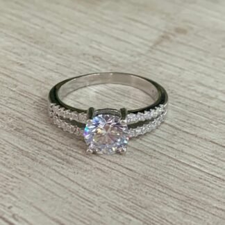 Anillo plata rodinada solitario microcircon N 14