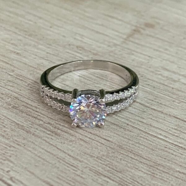 Anillo plata rodinada solitario microcircon N 14