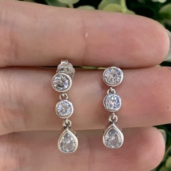 Aros plata rodinada gota colgante circones