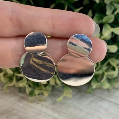Aros plata circulos colgante liso