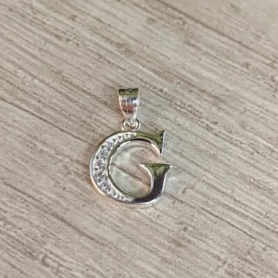 Colgante plata letra G microcircones