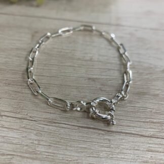 Pulsera plata tradicional broche timon 18,5 cm