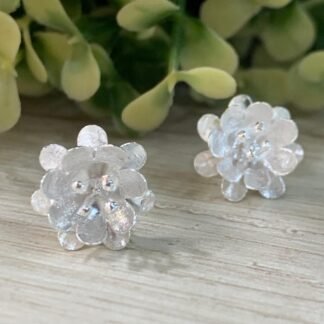 Aros plata flor satinada apegado