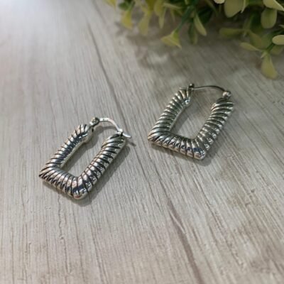 Aros plata rectangular inflado