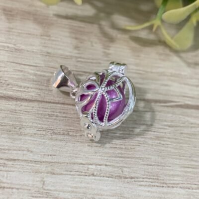 Colgante plata llamador de angeles flor de loto morado