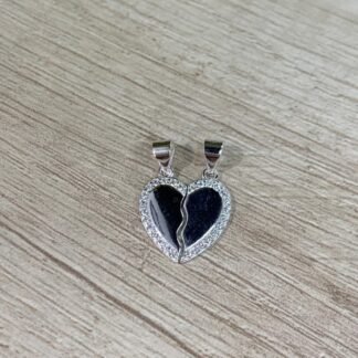 Colgante plata corazon partido microcircones