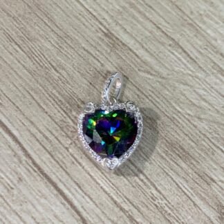 Colgante plata corazon cristal tornasol