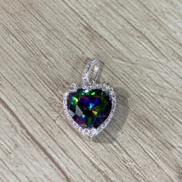 Colgante plata corazon cristal tornasol