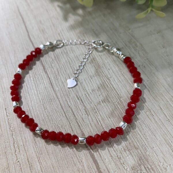 Pulsera plata cristales rojos