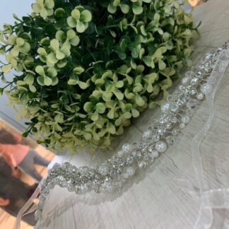 Tocado novia cinta perlas y cristales 31 cm