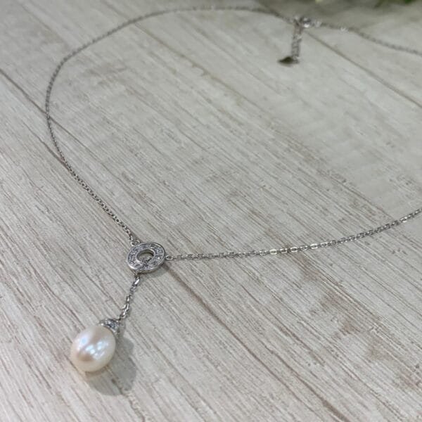 Collar mallorca plata rodinada cascada perla