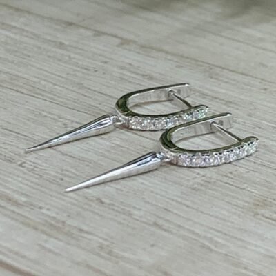 Aros plata rodinada puntas circones