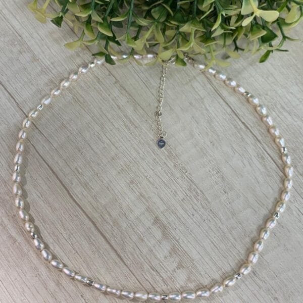 Collar plata perla de río