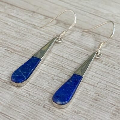Aros plata 950 lapislazuli gota