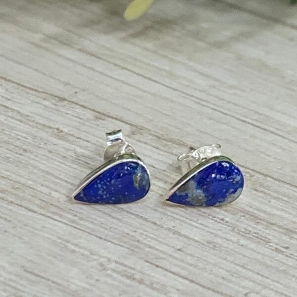 Aros plata 950 lapislazuli gota apegada
