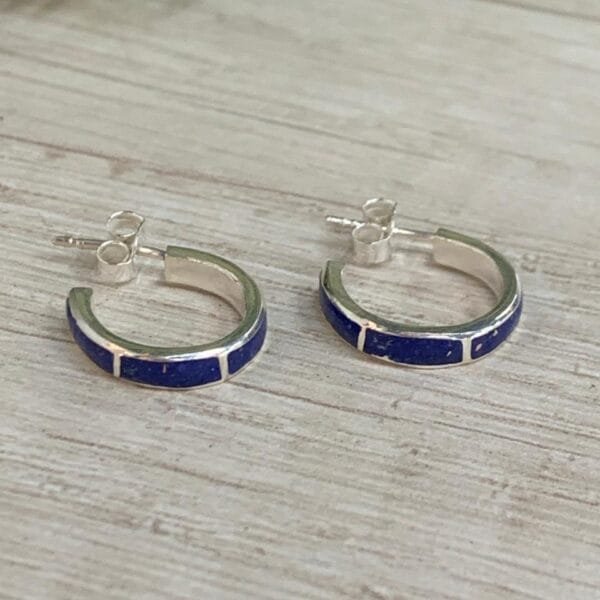 Aros plata 950 semi argolla lapislazuli