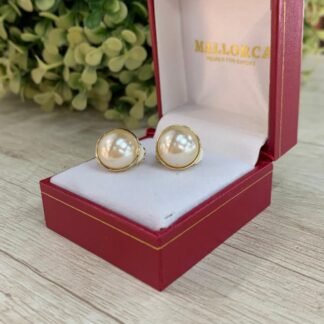 Aros mallorca clip perla 13 mm baño oro