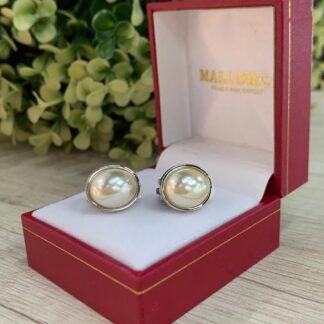 Aros mallorca clip perla 13,7x 12 mm bañado rodio