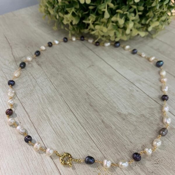 Collar perlas de rio bicolor 61 cm