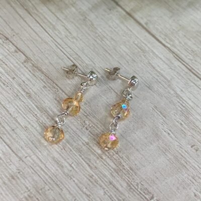 Aros plata colgantes cristal canela