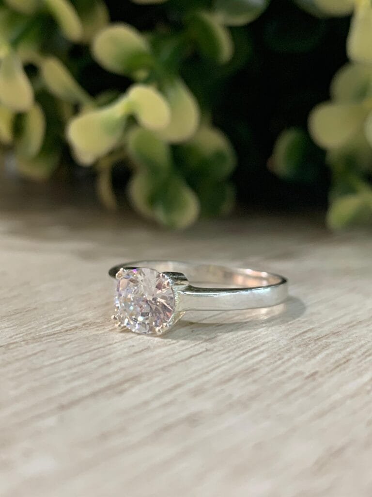 Anillo Plata solitario circon N 17