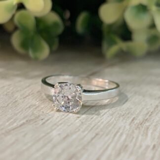 Anillo Plata solitario circon N 17