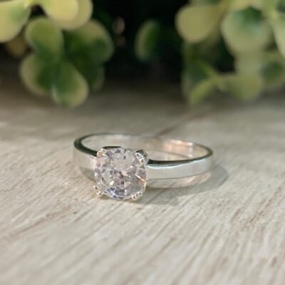 Anillo Plata solitario circon N 17