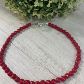 Collar plata agatas rojas broche timon
