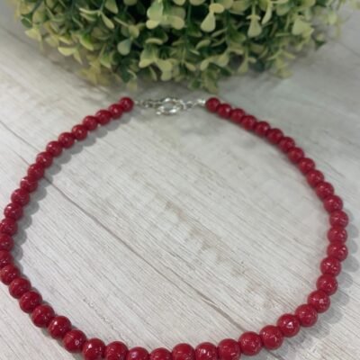 Collar plata agatas rojas broche timon
