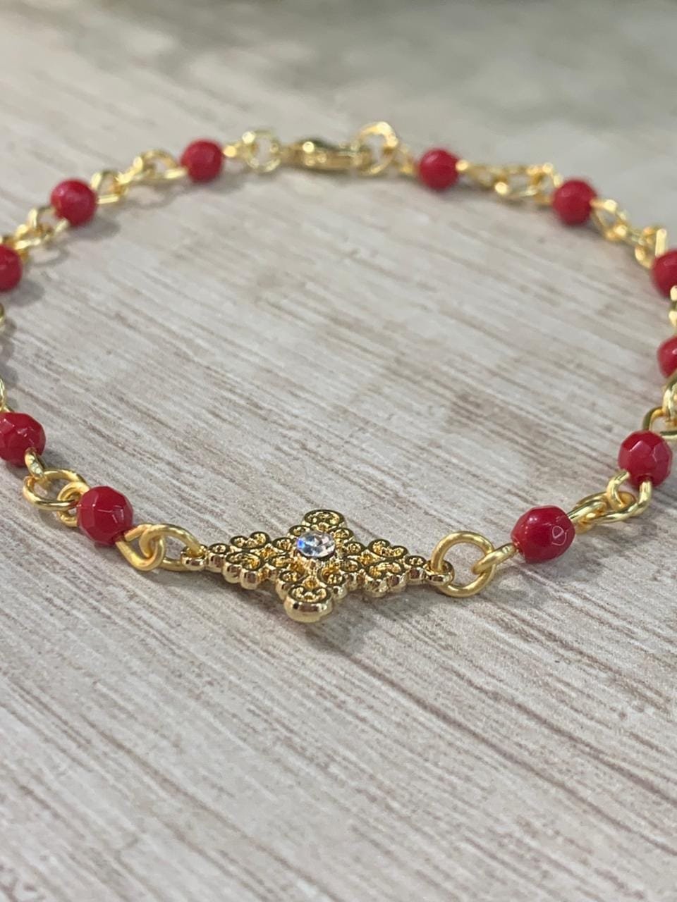 WhatsApp Image 2026-02-19 at 12.26.52 (3) Pulsera agatas rojas dije bañp oro - Imagen 2