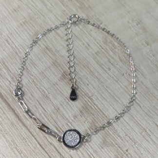 Pulsera Plata Rodinada tradicional circulo microcircones