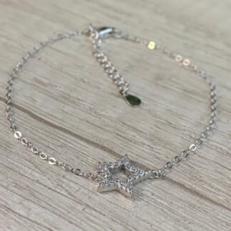 Pulsera plata rodinada estrella microcircones