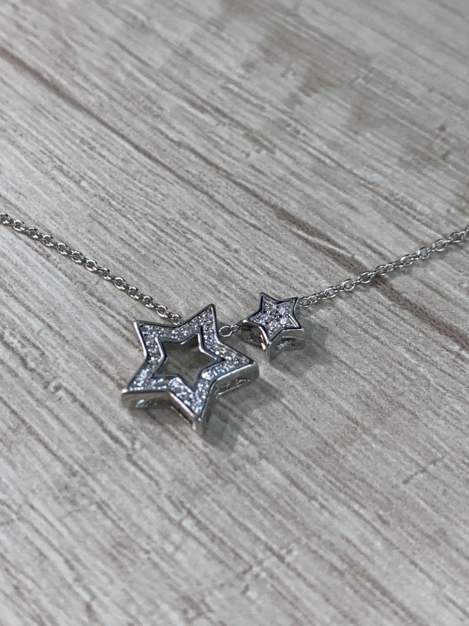 WhatsApp Image 2026-02-23 at 14.19.28 Collar plata rodinada doble estrella circones - Imagen 2