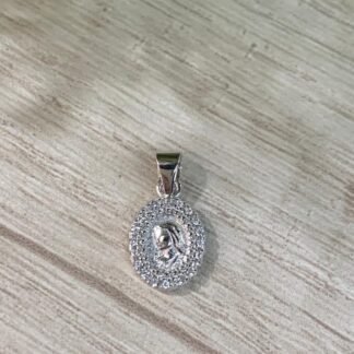 Colgante plata rodinada virgen maria microcirnes