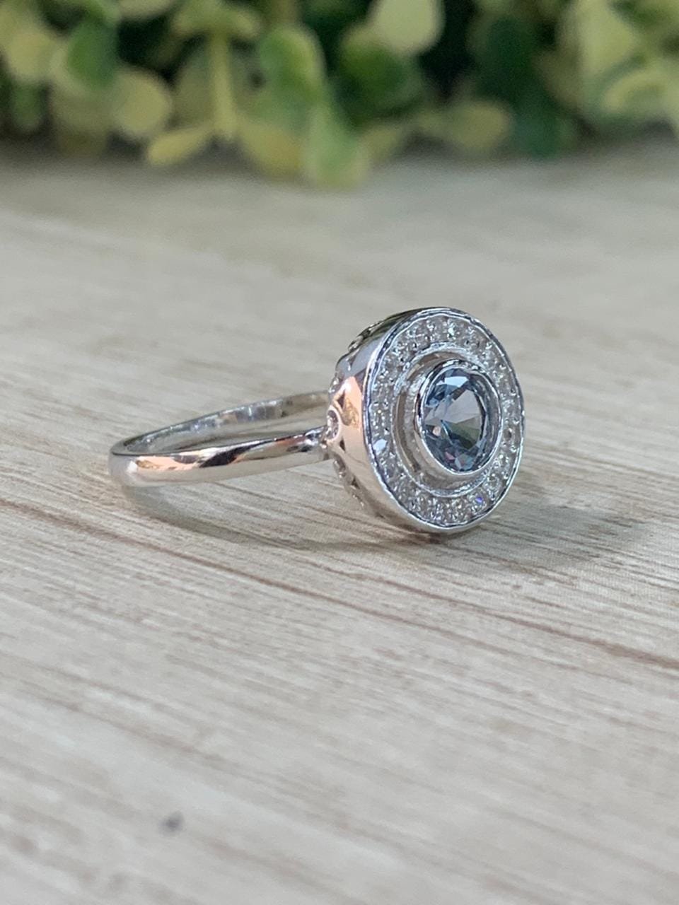 WhatsApp Image 2026-02-23 at 14.19.36 (2) Anillo plata rodinada solitario redondo celeste N 16 - Imagen 2