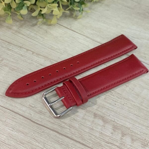 Correa reloj cuero roja lisa 22 mm donju