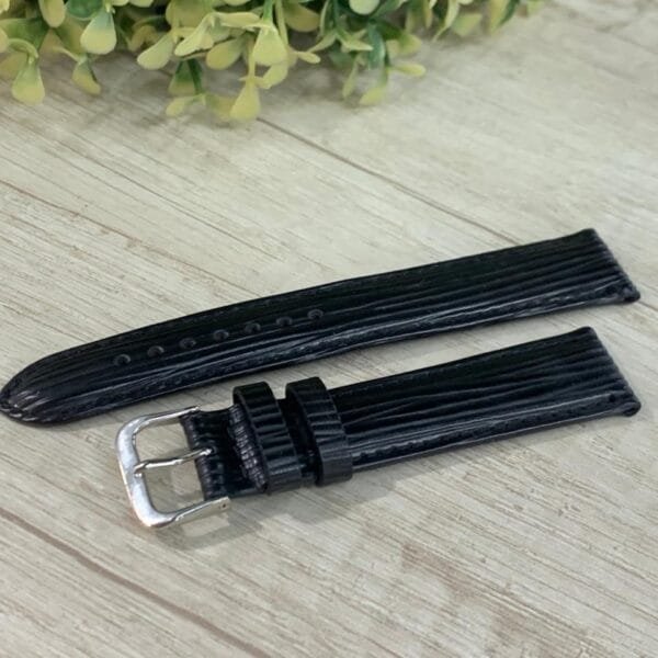 Correa reloj ecocuero negra lineas 18 mm  donju