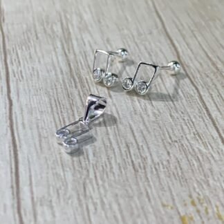 Conjunto plata nota musical circones con tope