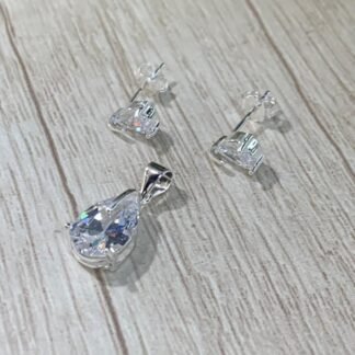 Conjunto plata gota circon