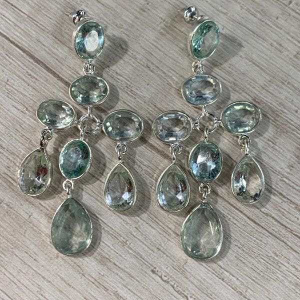 Aros cascada aguamarina resina fantasía fina