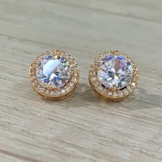 Aros clip dorado circon fantasía fina