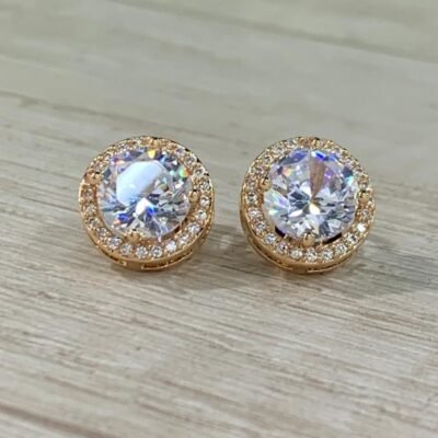 Aros clip dorado circon fantasía fina
