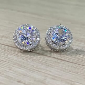 Aros clip plateados circon fantasia fina