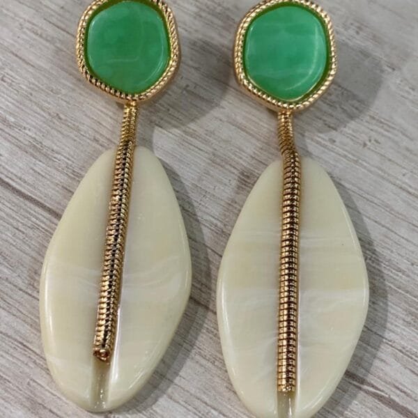 Aros resina verde blanco fantasía fina