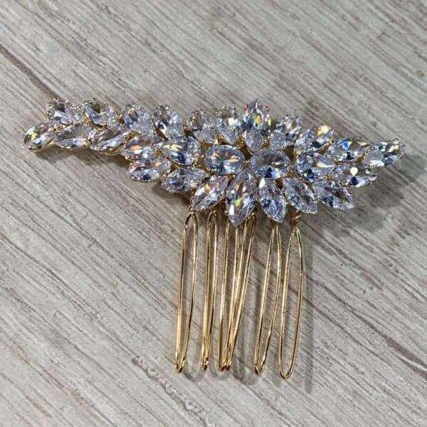 Tocado peine dorado hojas