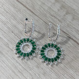 Aros plata argolla circones baguette esmeralda