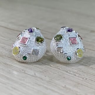 Aros plata gota chunky circones multicolor