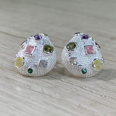 Aros plata gota chunky circones multicolor