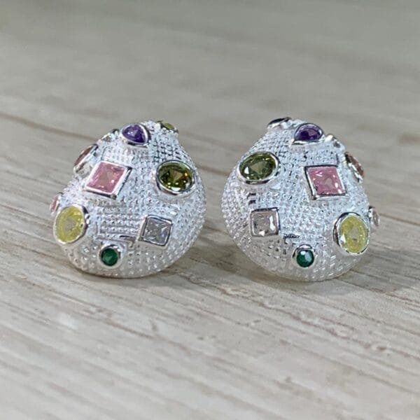 Aros plata gota chunky circones multicolor