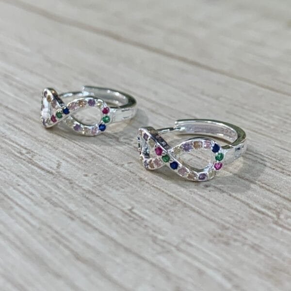 Aros plata argolla huggie infinito circones multicolor